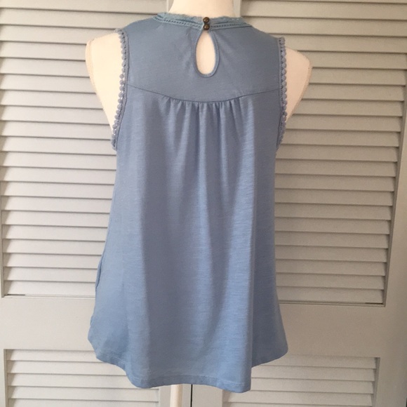 Altar’d State Blue Tank Top High Lace Neckline - Picture 5 of 8